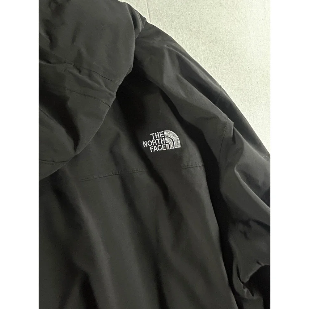 The North Face Mens XL Black Hooded Rain Jacket The Connor Group Logo Full Zip